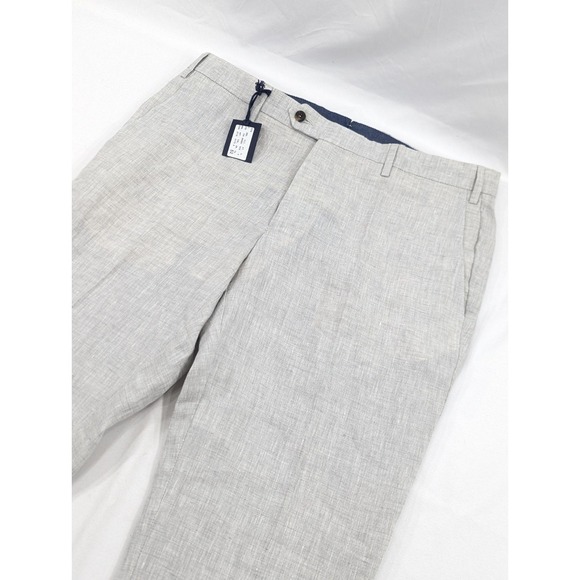 NWT Steven Giles 36x35 Tall Light Gray 100% Linen Slim Trousers Made In Italy